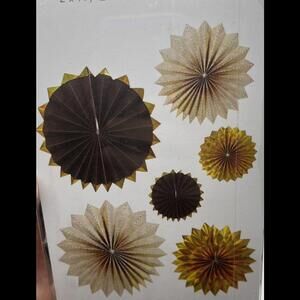 Meri Meri Paper Pinwheels Party Decoration Gold Black Shiny Birthday Graduation